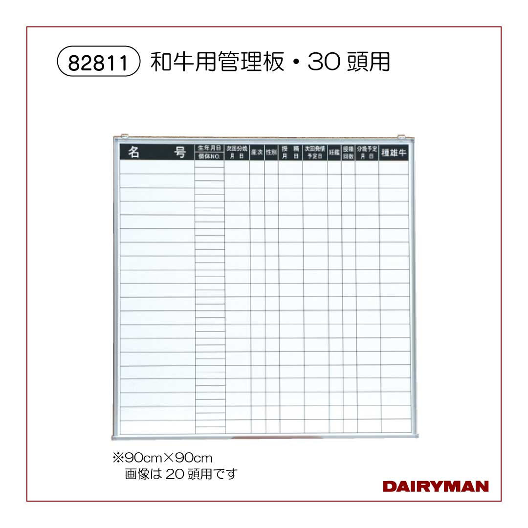 和牛用管理板・20頭用【 82810 】｜デーリィマン社